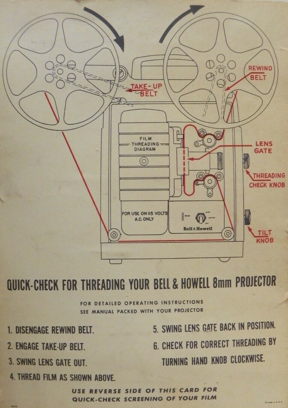 Bell & Howell 8mm Projector Manual 253/253AR Monterey Deluxe Archiving Tips
